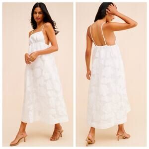 BHLDN | Dresses | Bhldn Anthropologie Womens Flamenco Hem Asymmetrical  White Fitted Midi Dress M | Poshmark